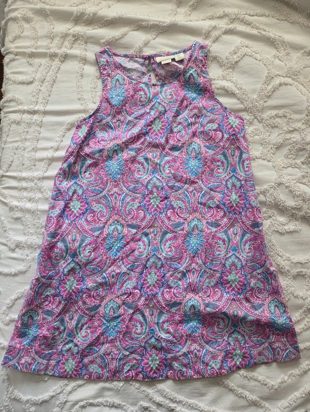 Cynthia Rowley 100% Linen Dress Womens Small S Pink Blue Paisley Sleeveless Shif